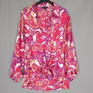 HAVER LONDON Paisley Floral Button Down Size XL/TG Shirt‎ LS 2 Ways Untied Tied